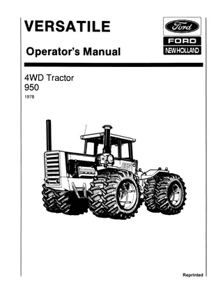 Versatile 950 4WD Tractor Operator’s Manual Instant Download (Publication No.42095010)