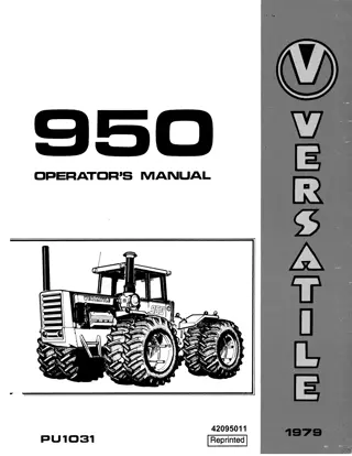 Versatile 950 Tractor Operator’s Manual Instant Download (Publication No.42095011)