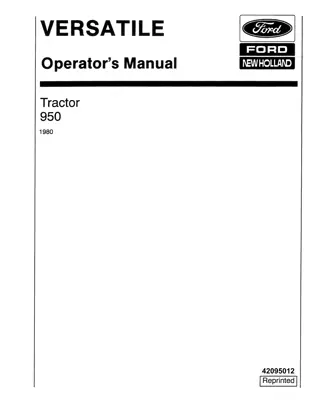 Versatile 950 Tractor Operator’s Manual Instant Download (Publication No.42095012)