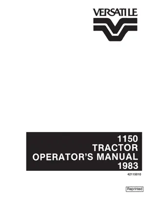 Versatile 1150 Tractor Operator’s Manual Instant Download (Publication No.42115010)