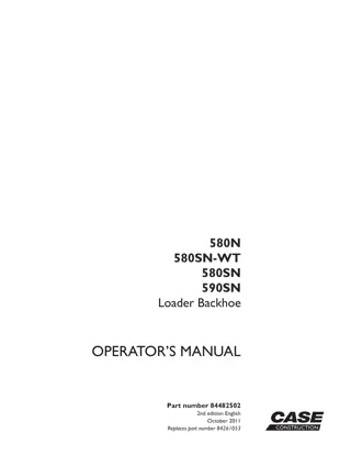 CASE 580N 580SN-WT 580SN 590SN LOADER BACKHOE Operator Manual Instant Download