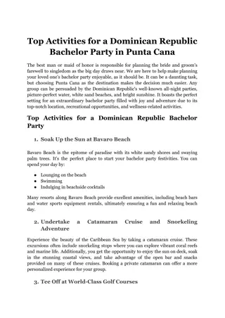 Top Activities for a Dominican Republic Bachelor Party in Punta Cana