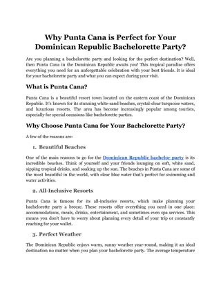 Why Punta Cana is Perfect for Your Dominican Republic Bachelorette Party_