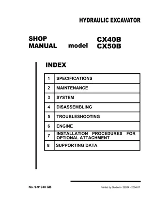 CASE CX40B CX50B MINI EXCAVATOR Service Repair Manual Instant Download