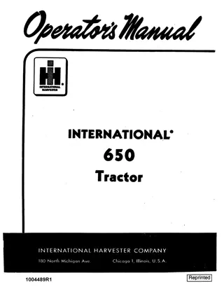 Case IH International 650 Tractor Operator’s Manual Instant Download (Publication No.1004489R1)