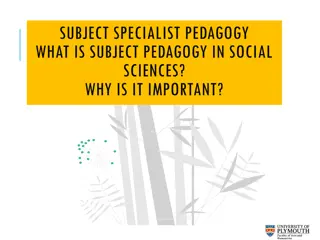 Enhancing Social Sciences Teaching Through Subject Specialist Pedagogy