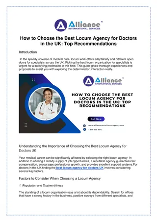 How to Choose the Best Locum Agency for Doctors in the UK Top Recommendations