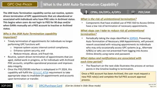 JAM Auto-Termination Capability in GPC Appointments