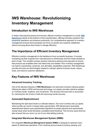 IWS Warehouse_ Revolutionizing Inventory Management