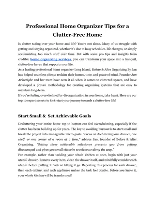 Professional Home Organizer Tips for a Clutter-Free Home