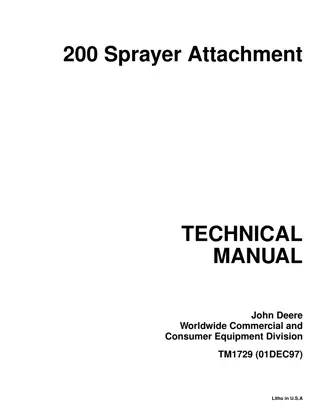 John Deere 200 Sprayer Attachment Service Repair Manual Instant Download