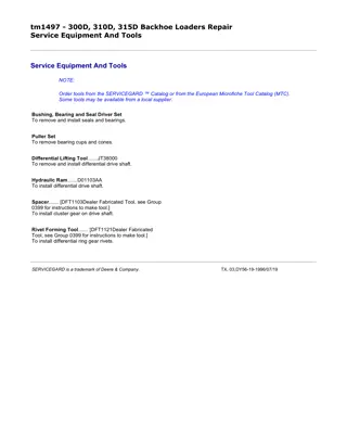 John Deere 300D, 310D Backhoe Loaders 315D Side Shift Loader Service Repair Manual Instant Download (TM1497)