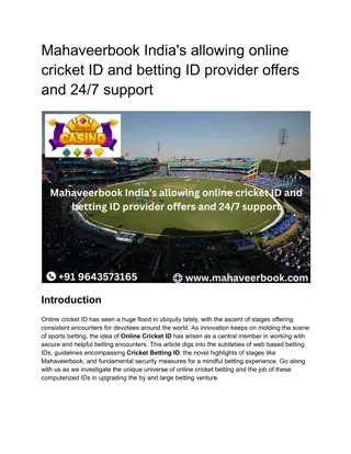 Mahaveerbook India's allowing online cricket ID and betting ID provider offers and 247 support