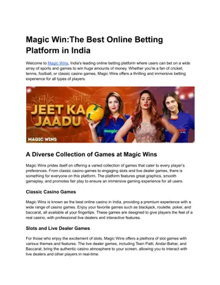 Magic Win_The Best Online Betting Platform in India