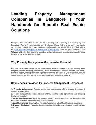 Leading Property Management Companies in Bangalore | Your Handbook for Smooth Re