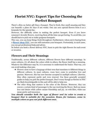 Florist NYC_ Expert Tips for Choosing the Perfect Bouquet