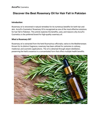Discover the Best Rosemary Oil for Hair Fall in Pakistan