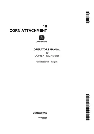John Deere 10 Corn Attachment Operator’s Manual Instant Download (Publication No.OMN36359)