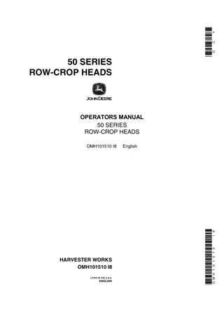 John Deere 50 Series Row-Crop Heads Operator’s Manual Instant Download (Publication No.OMH101510)