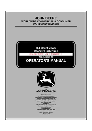 John Deere 60 Mid-Mount Mower Operator’s Manual Instant Download (60 in PIN030001-) (Publication No.OMLVU16869)