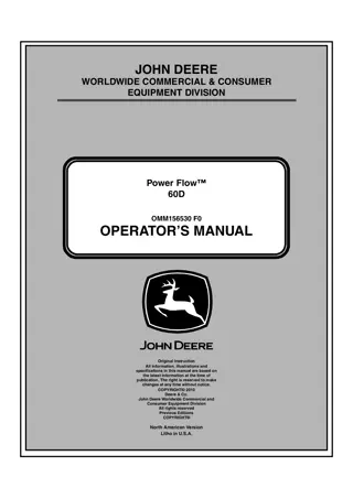 John Deere 60D Power Flow™ Operator’s Manual Instant Download (Publication No.OMM156530)