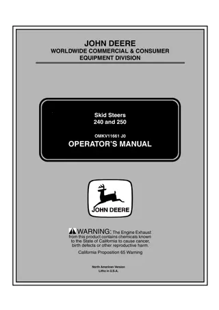 John Deere 240 Skid Steers Operator’s Manual Instant Download (PIN240140001-) (Publication No.OMKV11661)