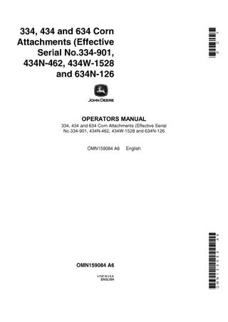 John Deere 334 Corn Attachments Operator’s Manual Instant Download (PIN334-901) (Publication No.OMN159084)