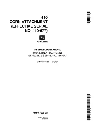 John Deere 410 Corn Attachment Operator’s Manual Instant Download (PIN410-677) (Publication No.OMN97596)