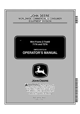 John Deere 717A Mini-Frame Z-Trak Mower Operator’s Manual Instant Download (PIN010001-) (Publication No.OMTCU18172)