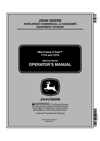 John Deere 717A Mini-Frame Z-Trak™ Mower Operator’s Manual Instant Download (PIN020001-) (Publication No.OMTCU19790)