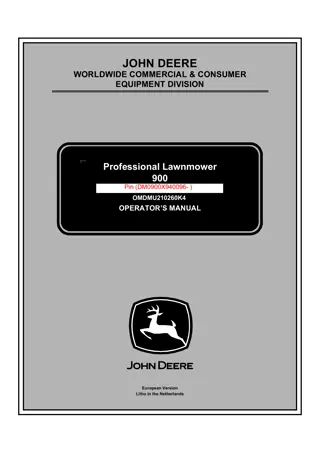 John Deere 900 Professional Lawnmower Operator’s Manual Instant Download (PINDM0900×940096-) (Publication No.OMDMU210260)