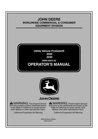 John Deere 2020 Utility Vehicle ProGator Operator’s Manual Instant Download (PIN035000-) (Publication No.OMM149075)