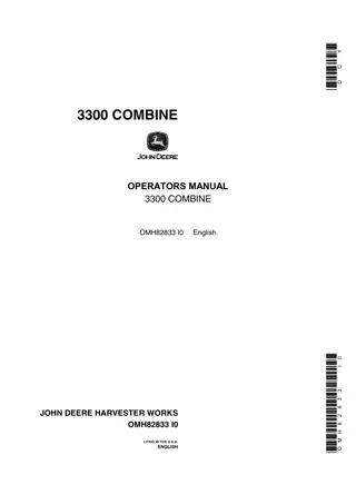 John Deere 3300 Combine Operator’s Manual Instant Download (Publication No.OMH82833)