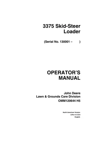 John Deere 3375 Skid-Steer Loader Operator’s Manual Instant Download (PIN130001-) (Publication No.OMM120644)