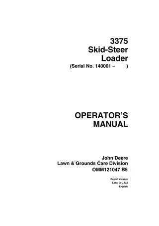 John Deere 3375 Skid-Steer Loader Operator’s Manual Instant Download (PIN140001-) (Publication No.OMM121047)