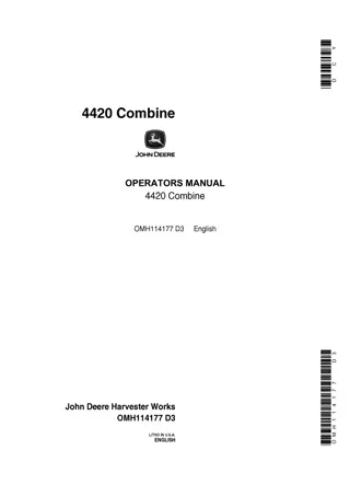 John Deere 4420 Combine Operator’s Manual Instant Download (Publication No.OMH114177)