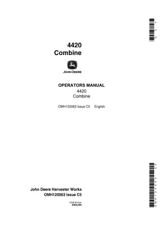 John Deere 4420 Combine Operator’s Manual Instant Download (Publication No.OMH120063)