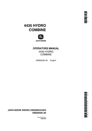 John Deere 4435 Hydro Combine Operator’s Manual Instant Download (Publication No.OMZ92026)