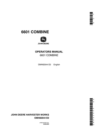 John Deere 6601 Combine Operator’s Manual Instant Download (Publication No.OMH82644)