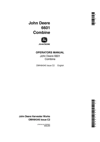 John Deere 6601 Combine Operator’s Manual Instant Download (Publication No.OMH84345)