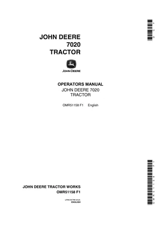 John Deere 7020 Tractor Operator’s Manual Instant Download (Publication No.OMR51158)