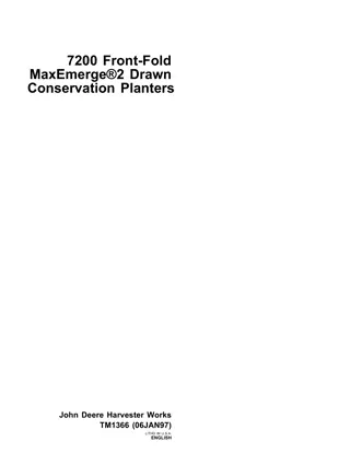 John Deere 7200 Front-Fold MaxEmerge 2 Drawn Conservation Planters Service Repair Manual Instant Download (tm1366)