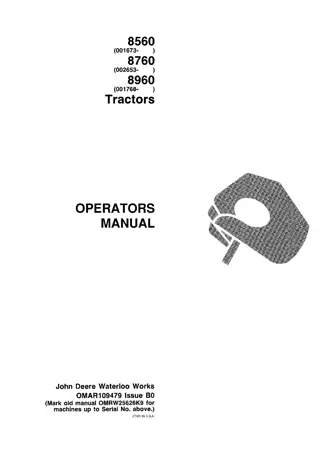 John Deere 8560 Tractors Operator’s Manual Instant Download (Pin.8560001673- ) (Publication No.OMAR109479)