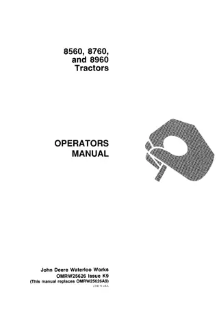 John Deere 8560 Tractors Operator’s Manual Instant Download (Publication No.OMRW25626)