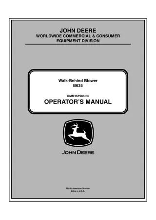 John Deere B635 Walk-Behind Blower Operator’s Manual Instant Download (PIN001001-) (Publication No.OMM161988)