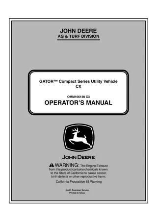 John Deere CX GATOR™ Compact Series Utility Vehicle Operator’s Manual Instant Download ( PIN100001-) (Publication No.OMM166130)