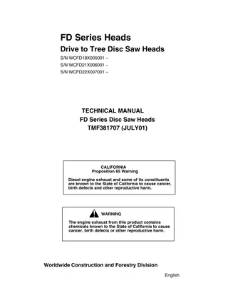 John Deere FD22 Heads Drive to Tree Disc Saw Heads Service Repair Manual Instant Download (tmf381707)
