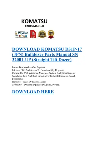 KOMATSU D31P-17 (JPN) Bulldozer Parts Manual SN 32001-UP Straight Tilt Dozer