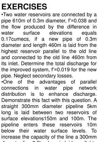 Water Pipeline System Design and Analysis Exercises