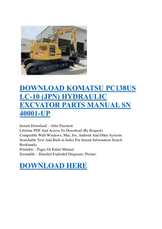 KOMATSU PC138US LC-10 (JPN) HYDRAULIC EXCVATOR PARTS MANUAL SN 40001-UP